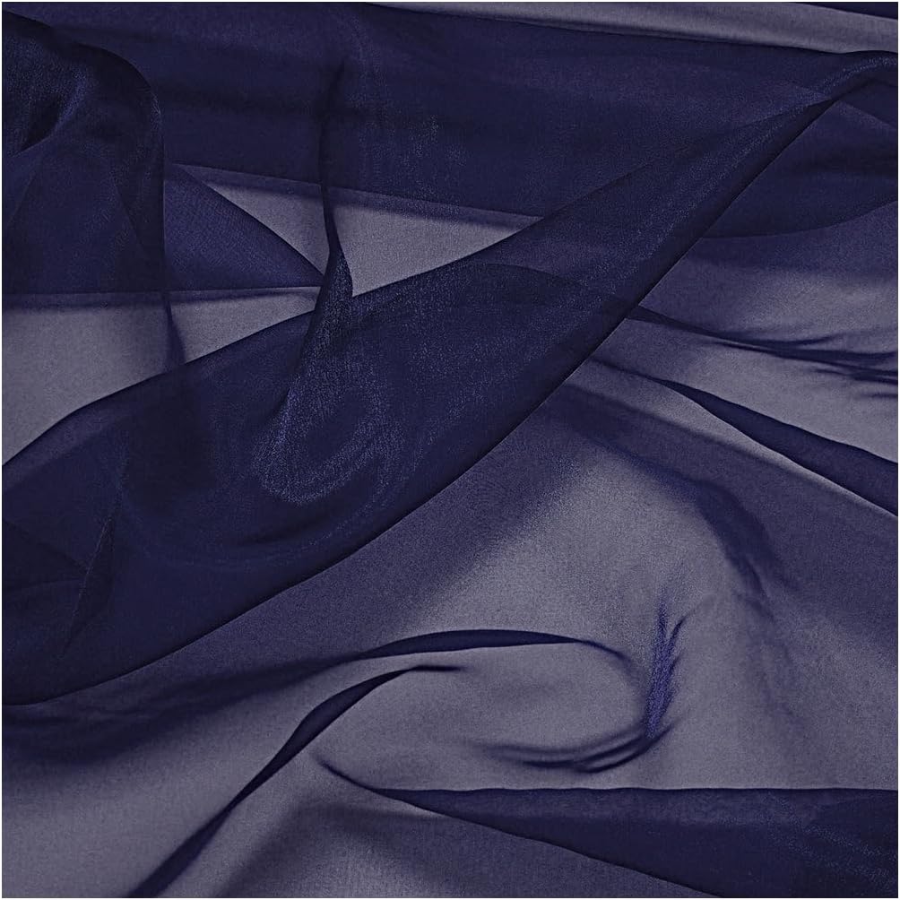 MDS Pack of 40 Yard Navy Blue Sheer Organza Fabric for Events