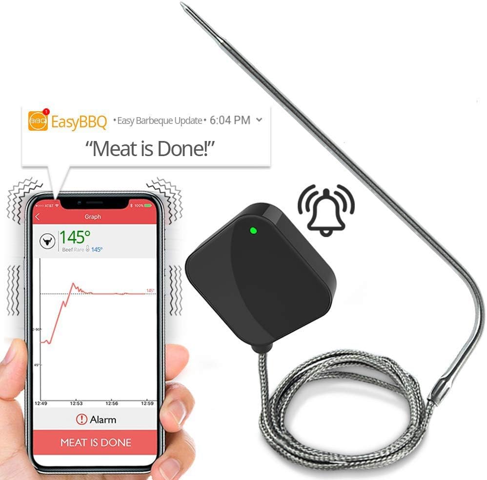 Smart BBQ Thermometer - Stainless Probe, Remote Alert