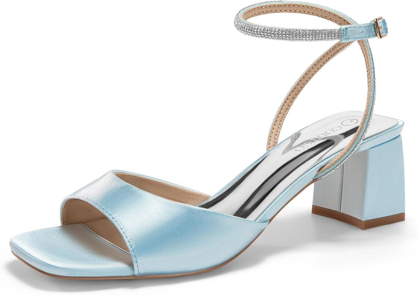 Coutgo Womens Heeled Sandals with Rhinestones for Elegance