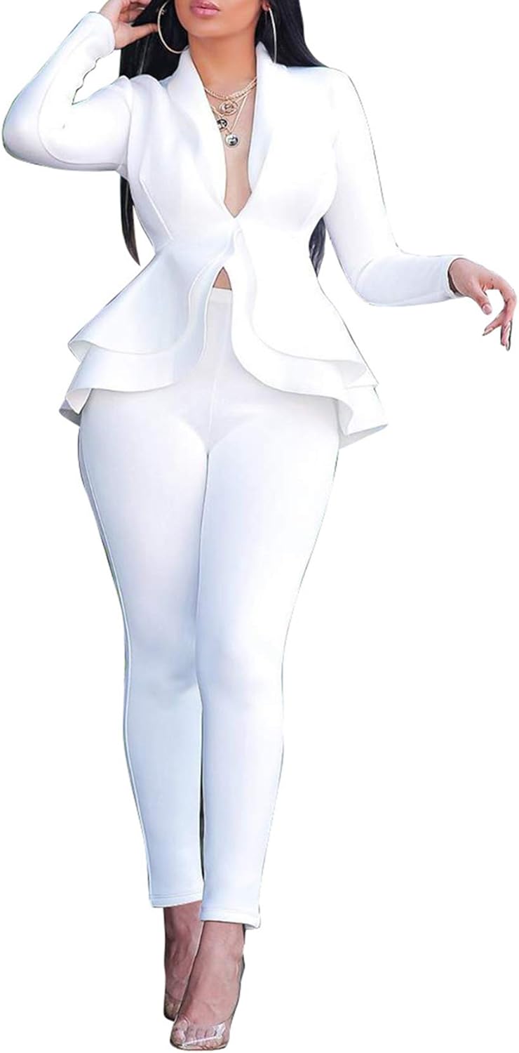 Salimdy Sexy 2 Piece Outfits for Women Blazer and Pants Set