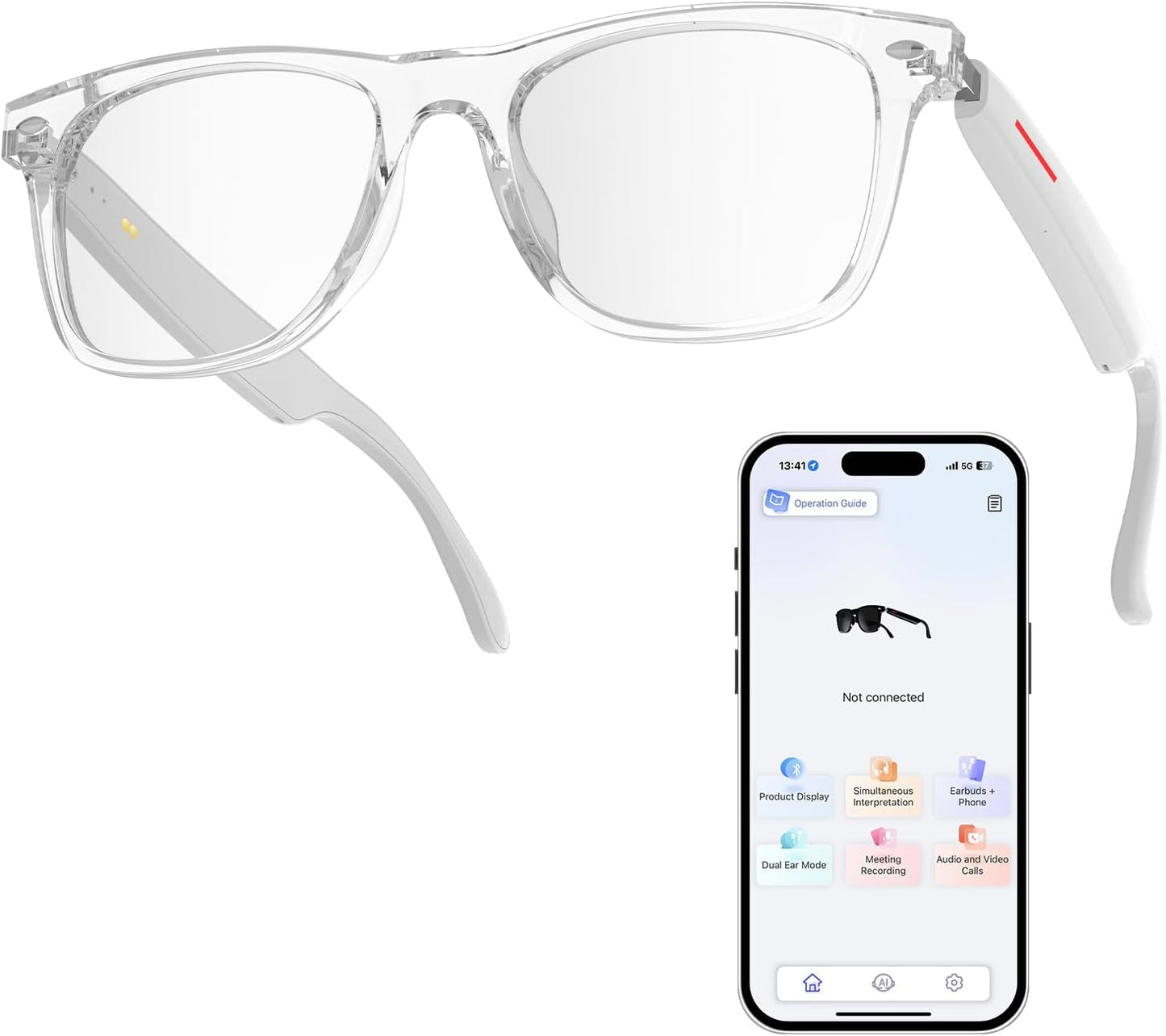 WGP Smart Glasses with AI Translation and Bluetooth Audio Features