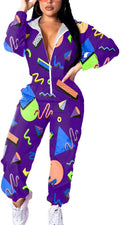 Women's Color Block Tracksuit Set - Lightweight Pullover Hoodie & High