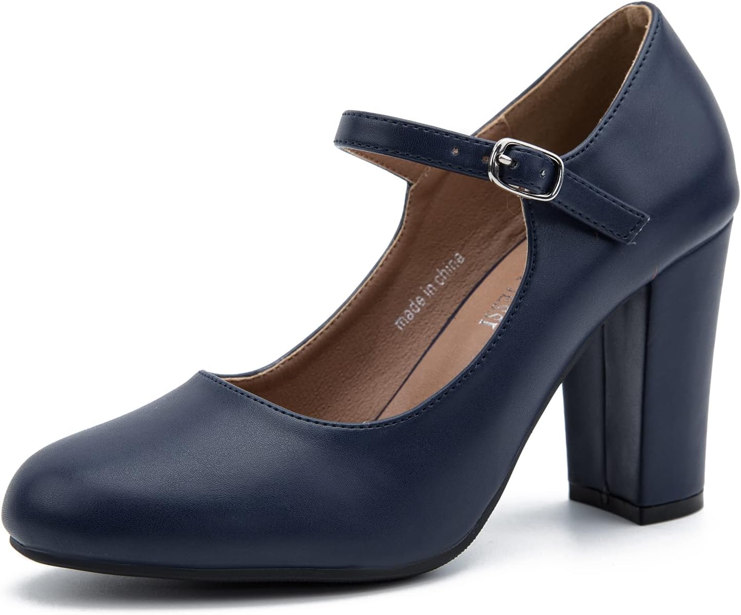 Women's Mary Jane Heels Closed Toe Chunky Block High Heel Pumps