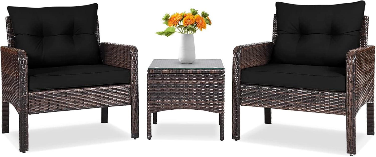 Tangkula 3 Piece Outdoor Patio Furniture Set for Comfort & Style