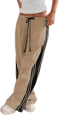 Women's Wide Leg Palazzo Pants with Side Stripe - High Rise Comfort