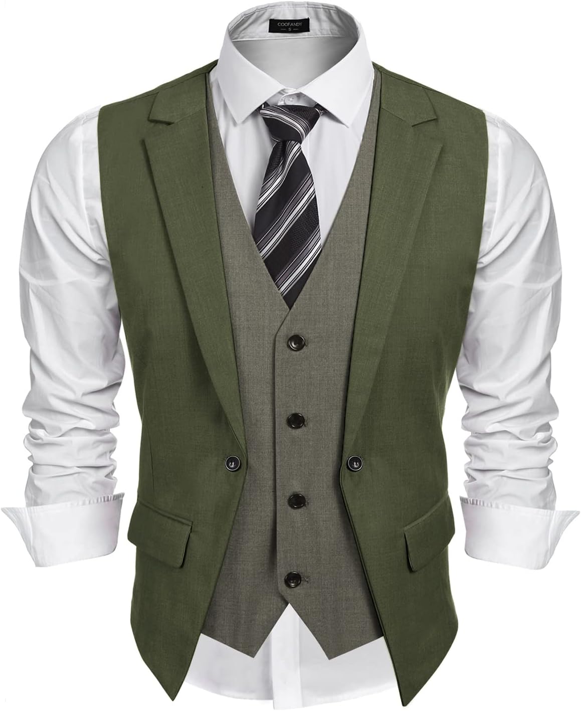 COOFANDY Men's Layered Suit Vest for Formal and Casual Wear