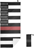 Fast Dry Thin Red Line Beach Towel by MNSRUU