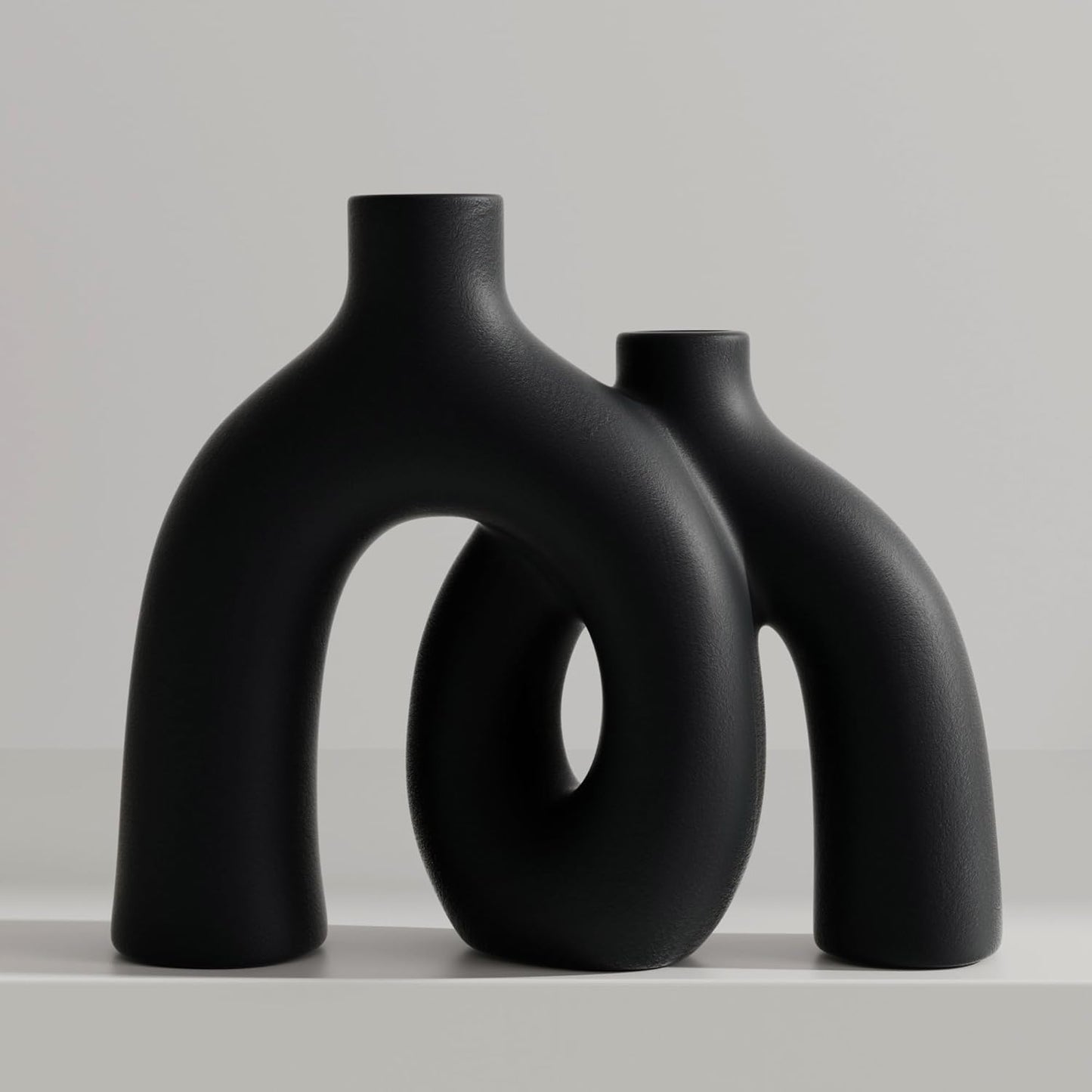 Matte Black Vase Set - Modern Nordic Minimalist Home Decor