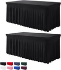 Table Skirts for Rectangle Tables 6ft - One-Piece Black Tablecloths