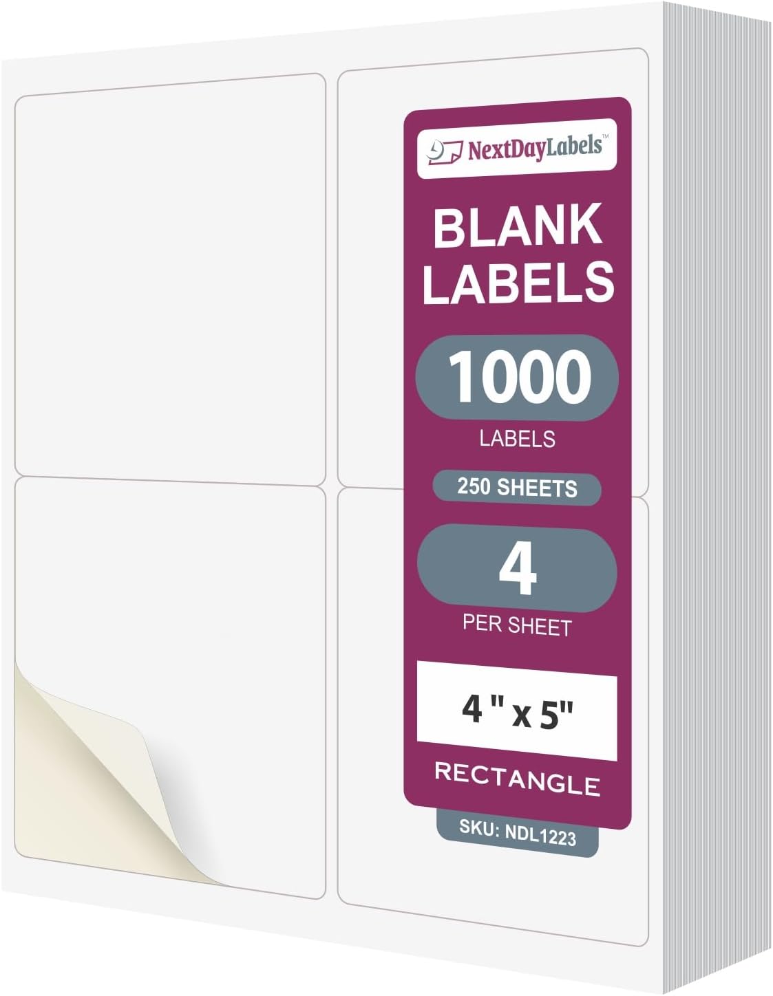 NextDayLabels White Rectangular Sticker Labels - 1000 Labels for Printer
