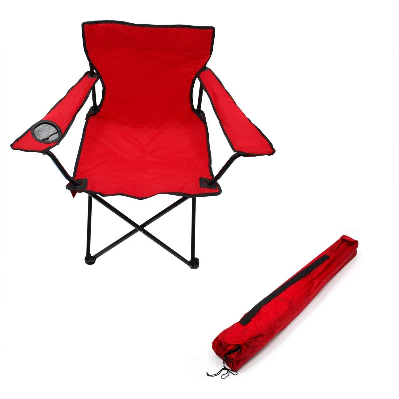Portable Beach Camp Chair, Compact Design, Red