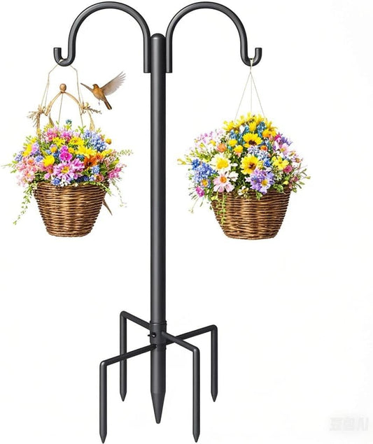 Double Shepherds Hooks for Outdoor Bird Feeders and Decor