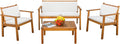 Devoko Patio Furniture 4 Piece Acacia Wood Conversation Set