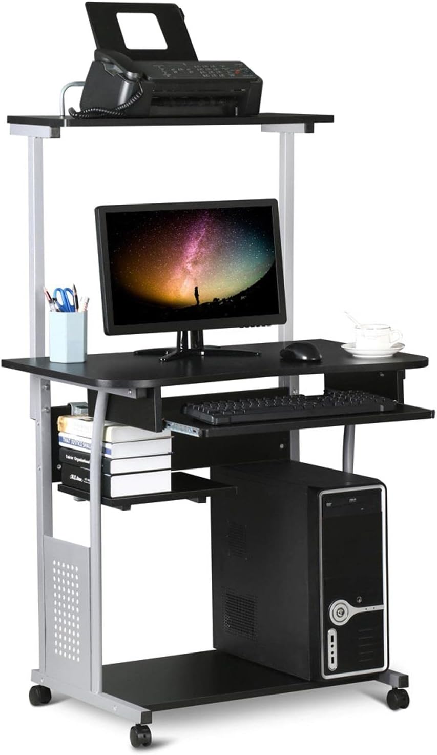 Compact Rolling Computer Desk - Space Saver!