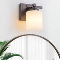 1 Light Modern Bathroom Light Fixture Over Mirror - Milky White Shade