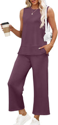 XIEERDUO Women's 2 Piece Summer Travel Tracksuit - Comfy Wide Leg Set