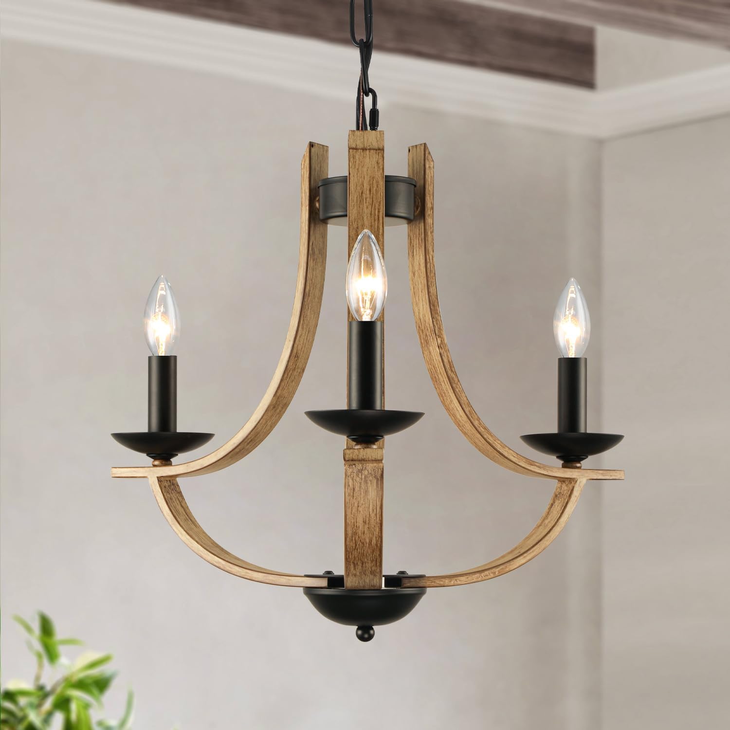 Farmhouse Chandelier for Dining Room - Rustic 3-Light Pendant
