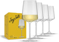 JoyJolt Sidney White Wine Glasses Set of 4 - Modern 17 oz Crystal