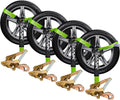 Car Tie Down Straps for Trailers 4 Pack 2x96in - Secure Over-the-Wheel