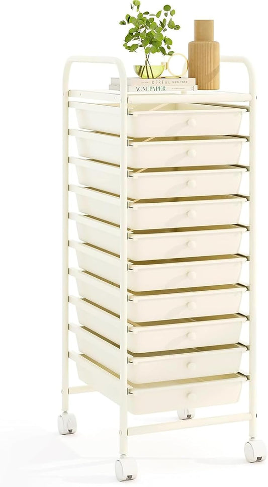 RELAX4LIFE 10 Drawer Rolling Cart for Classroom & Office