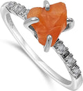 Real Raw Crystal Dainty Ring white Gold Birthstone - Natural Stone