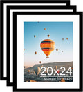 20x24 Picture Frame with 16x20 Mat Set of 3 - Lightweight Black Poster
