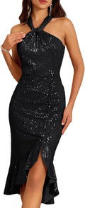 GRACE KARIN 2023 Women's Halter Sequin Dress for Parties
