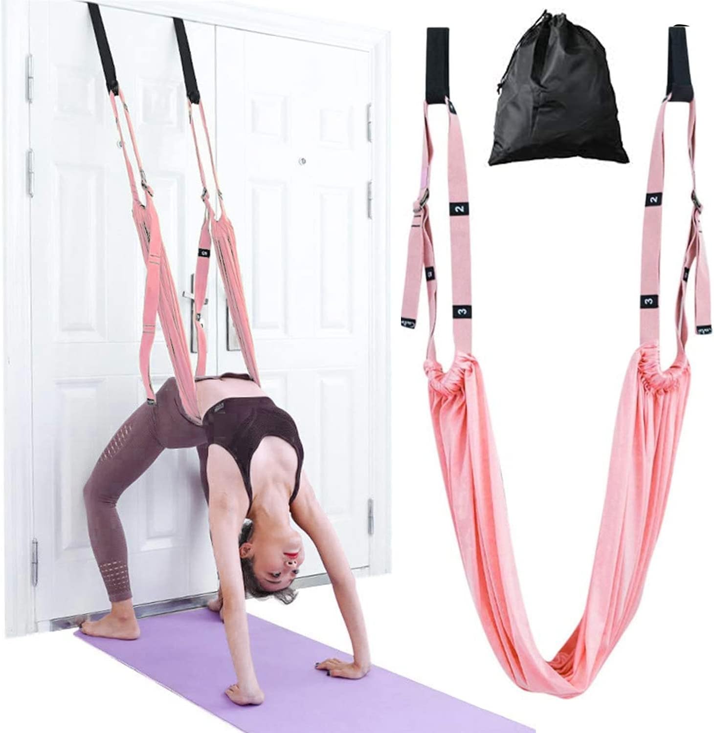 Pink Yoga Stretch Strap for Flexibility