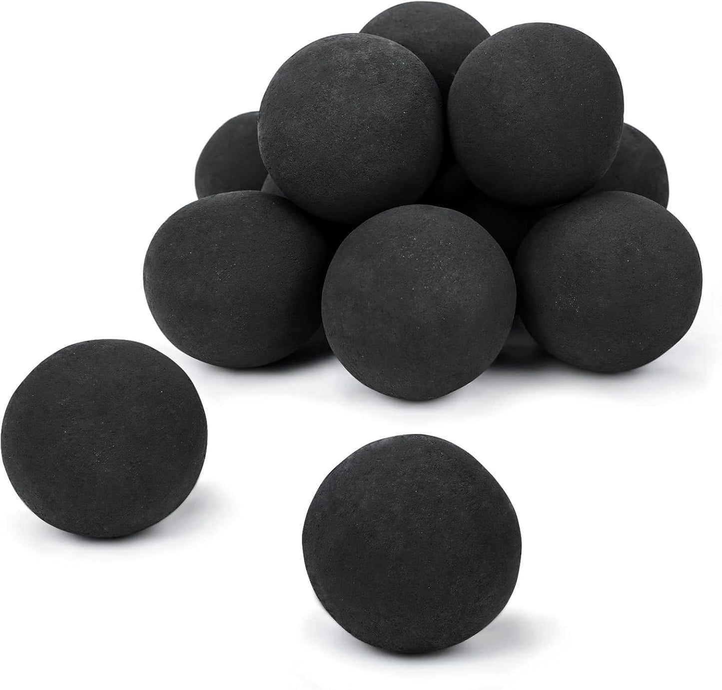 GRISUN Black Round Ceramic Fire Balls for Fire Pit Use Indoors