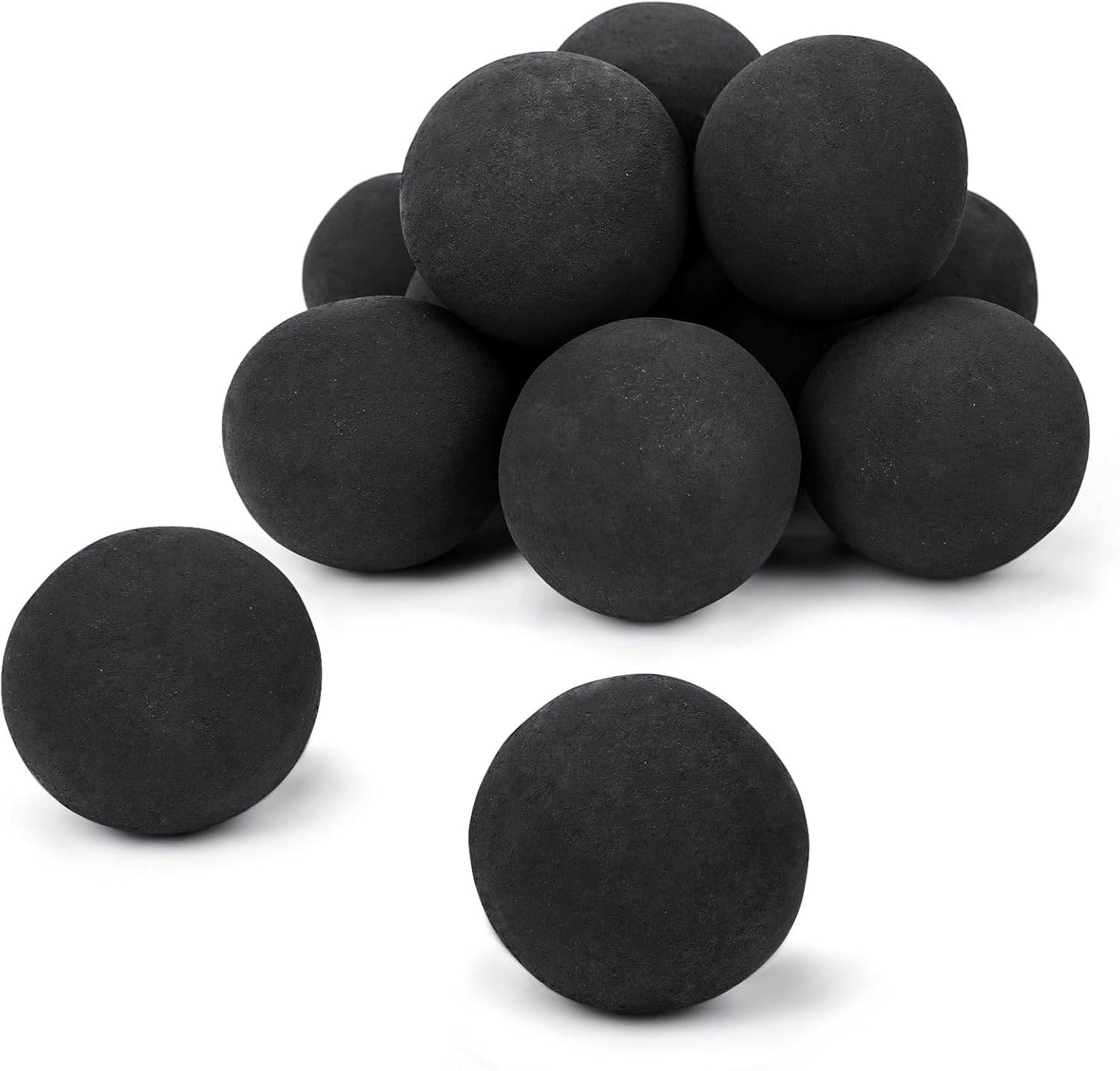 GRISUN Black Round Ceramic Fire Balls for Fire Pit Use Indoors