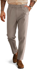 Mens Vintage Pleated Tapered Cropped Dress Pants - Comfortable Fit