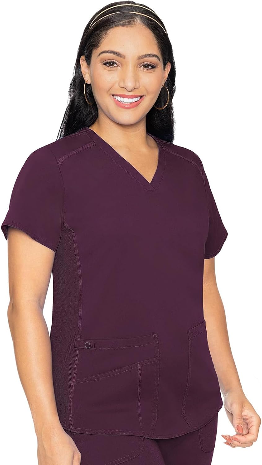 Med Couture V-Neck Scrub Top for Women with 4 Pockets