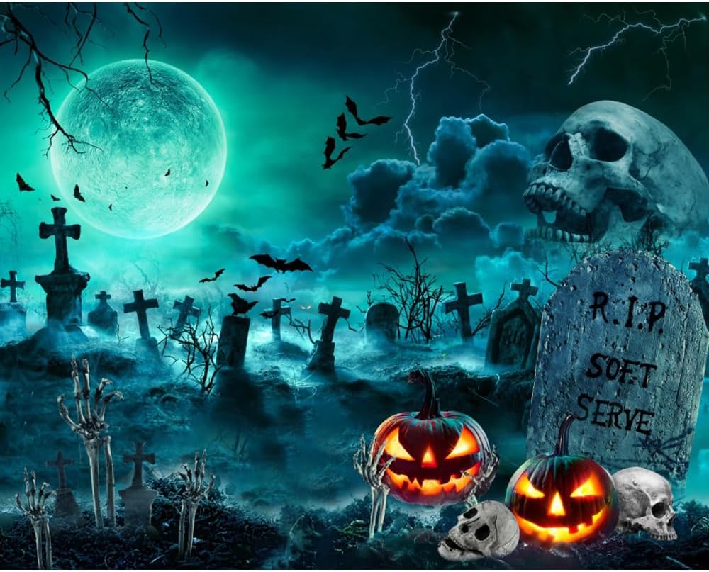 Halloween Backdrop for Party Photography 10x8ft Scary Pumpkin