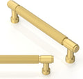 10 Pack Brushed Gold Knurled Cabinet Pulls 5 in (128mm) - Solid Zinc