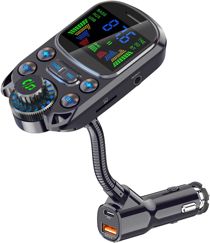 ILOKEY Bluetooth FM Transmitter for Car with Color Screen