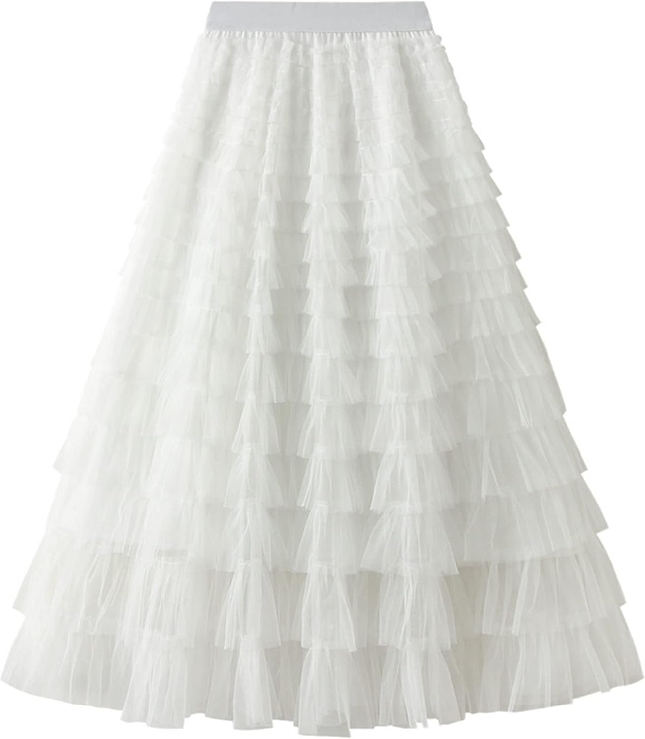 Dirholl Women's A-Line Fairy Patterned Tulle Midi Skirt