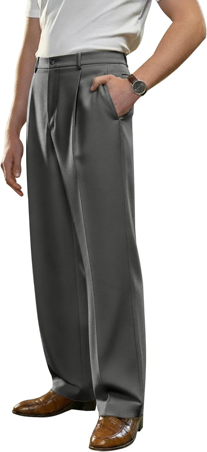 PLEPAN Men's Relaxed Fit Casual Dress Pants for Every Occasion