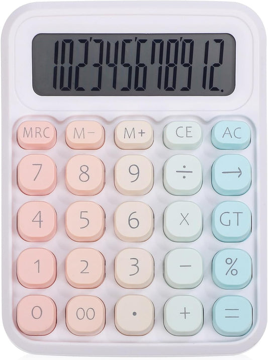 Cute Multicolor Mechanical Desk Calculator - Easy Press Big Buttons!