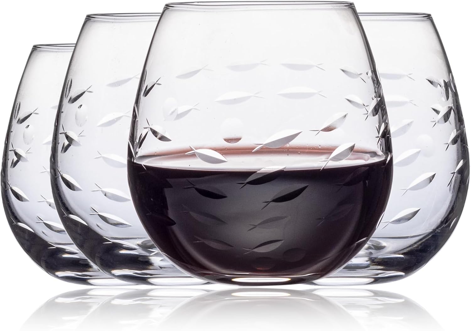 SHOSHIN Handmade Crystal Hand-cut Stemless Wine Glass Set of 4