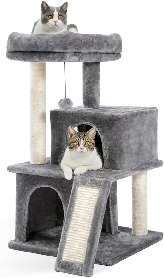 PAWZ Road 34 Inches Cat Tree with Double Condos and Perch