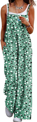 Women's Cotton Boho Floral Jumpsuit Wide Leg Overalls - Soft Summer