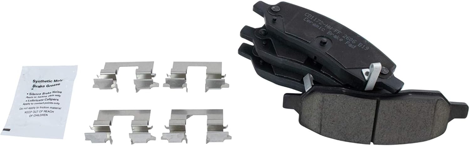TRQ Rear Brake Pads Ceramic Hardware for Buick Lucerne & DTS