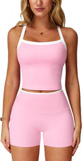 Workout Sets for Women 2 Piece Padded Sports Bra Tank - High Waist