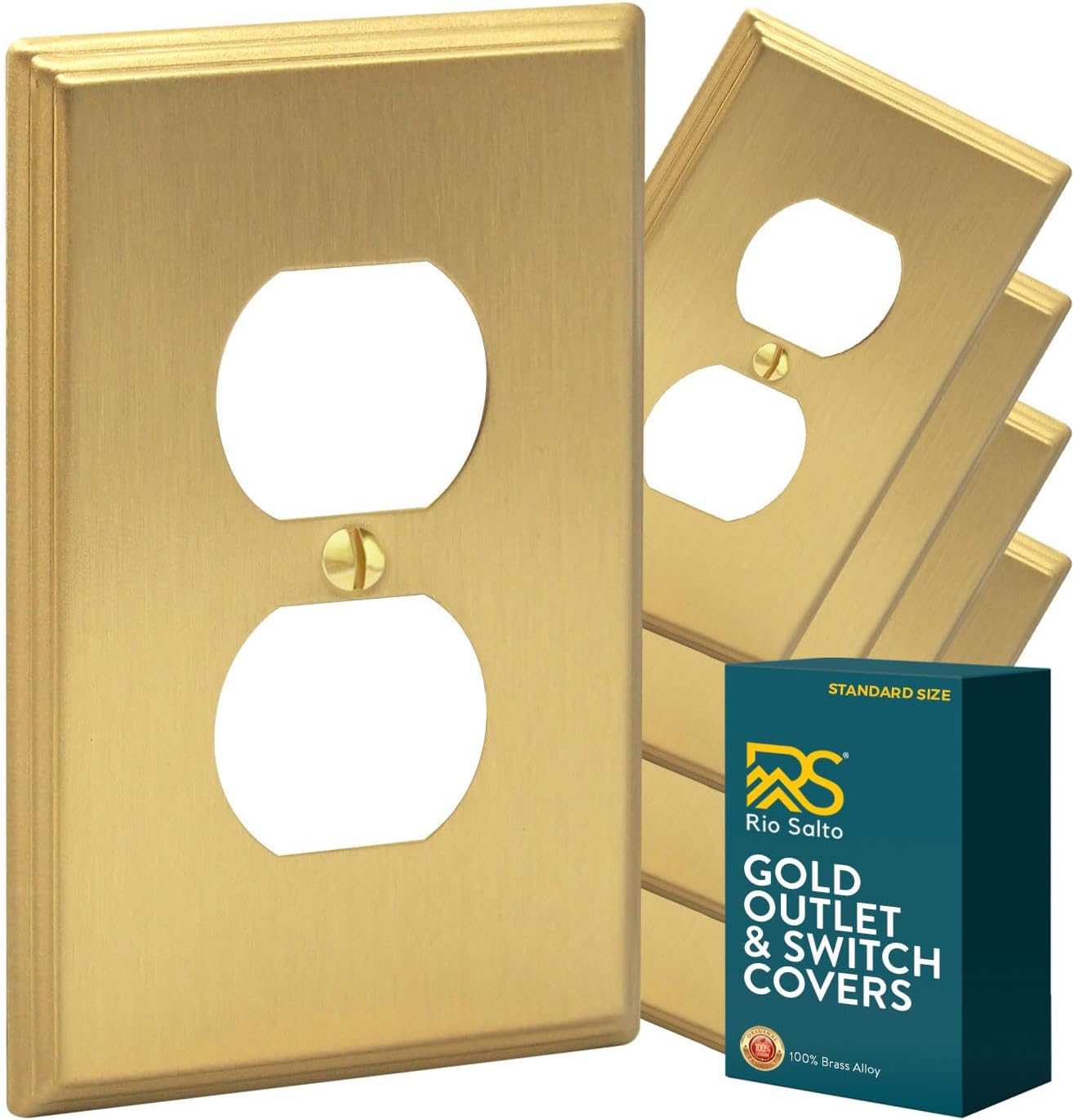 Brushed Brass Outlet Covers 5-Pack for Modern Home Decor