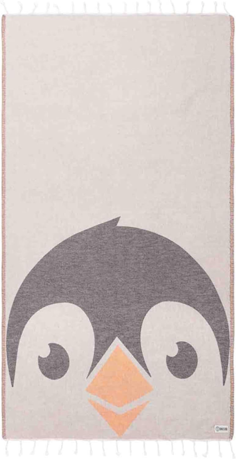 Sand Cloud Turkish Beach Towel - Quick Dry & Sand Free Tux Penguin
