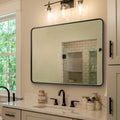 Black Bathroom Mirror 30 x 40 in Rounded Rectangle - Large Vanity