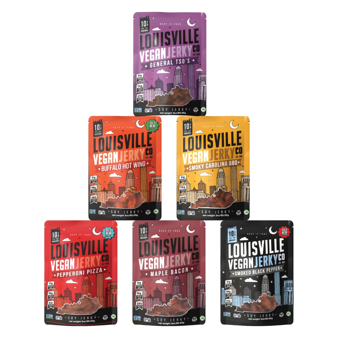 Louisville Vegan Jerky Variety Bundle - 6 Pack of Flavors