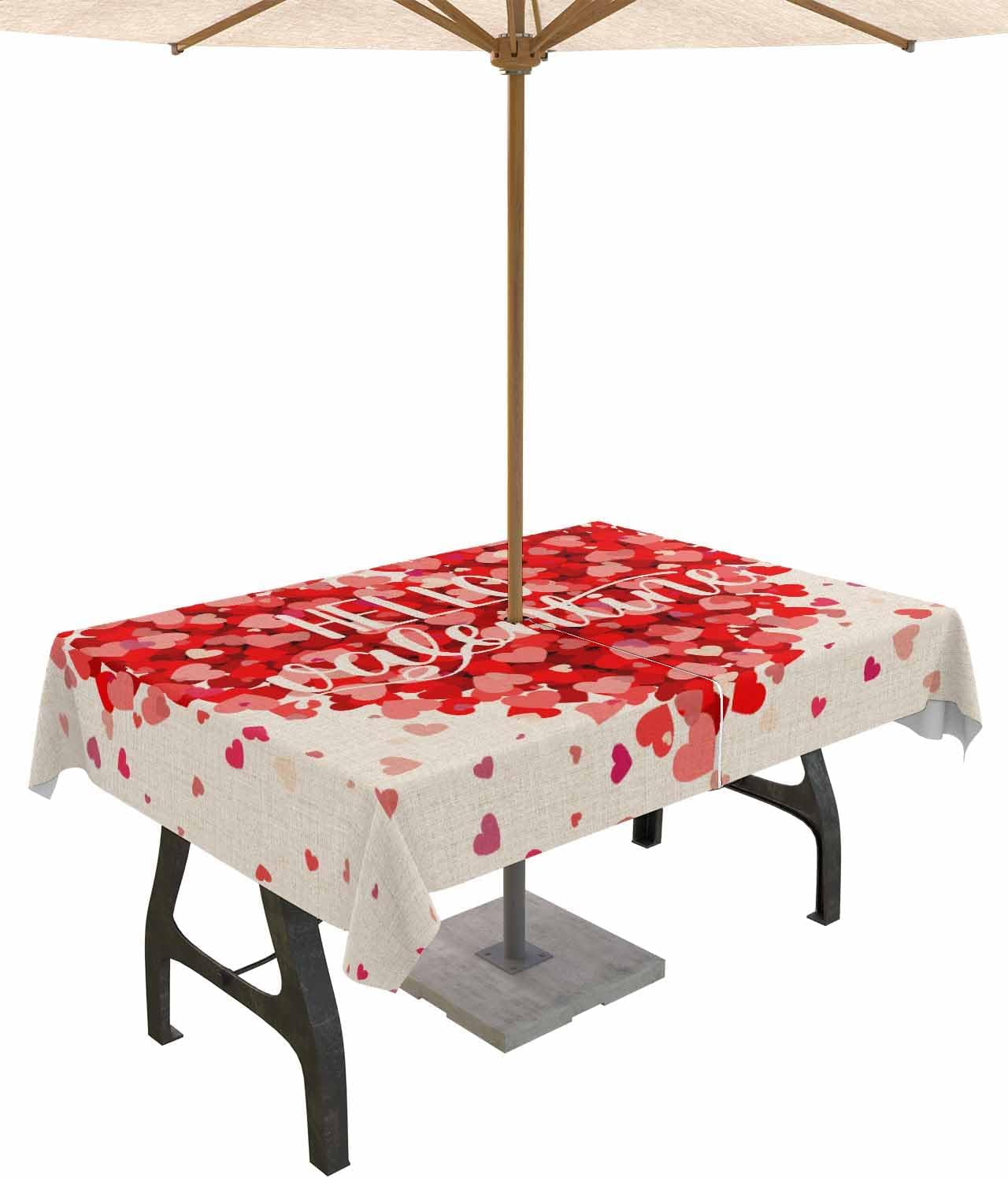 Waterproof Heart Tablecloth 60x84in, Ruian Store