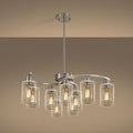 9-Light Brushed Nickel Glass Chandelier - Adjustable Modern Farmhouse