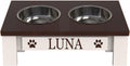 Elevated Pet Feeder Stand with Stainless Bowls - Tilted Dark Walnut